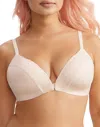 Bare The Front Close Lace Wire-free Lounge Bra In Beige