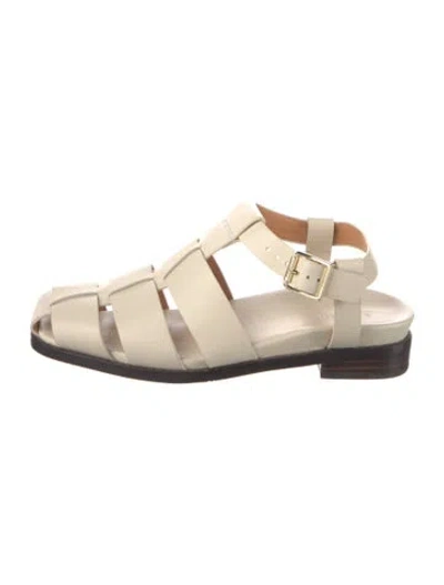 Pre-owned Bared Footwear Leather Cutout Accent Flats In Neutral