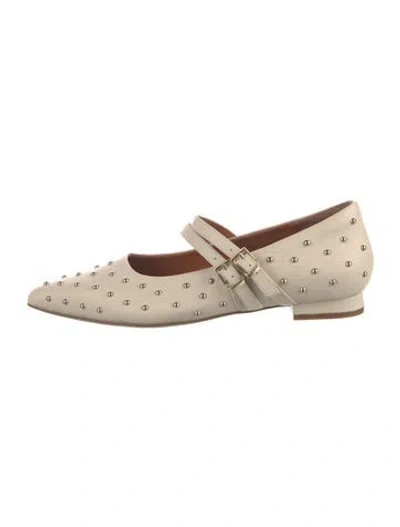 Pre-owned Bared Footwear Leather Mary Jane Flats In Neutral