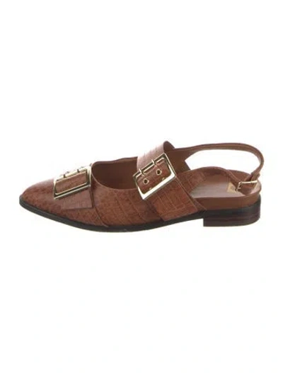 Pre-owned Bared Footwear Leather Slingback Flats In Brown