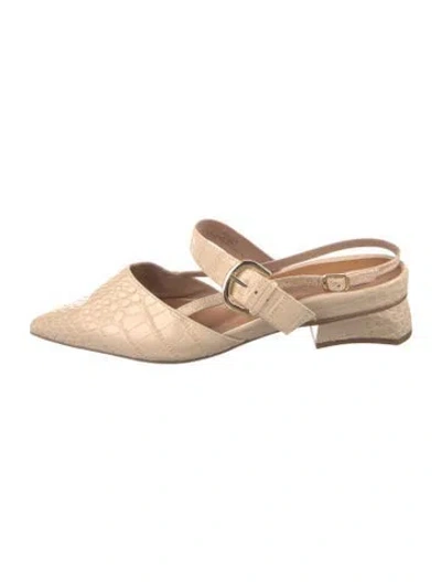 Pre-owned Bared Footwear Leather Slingback Flats In Neutral