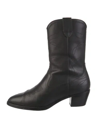 Pre-owned Bared Footwear Leather Western Boots In Black