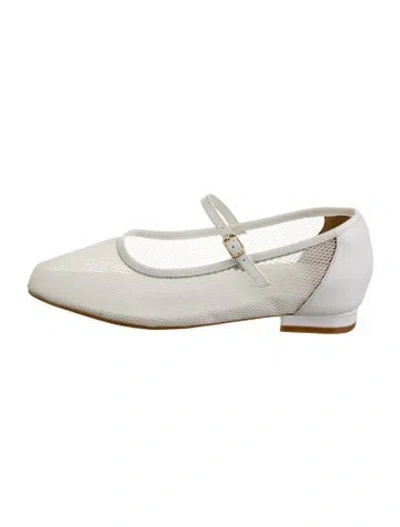 Pre-owned Bared Footwear Mesh Mary Jane Flats In White