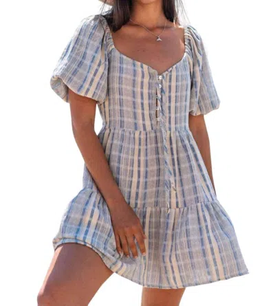 Barefoot Blonde Collection Ella Puff Sleeve Dress In Blue