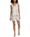 Barefoot Dreams 2pc Cozyterry & Luxechic Mix Tank & Short Set In Grey