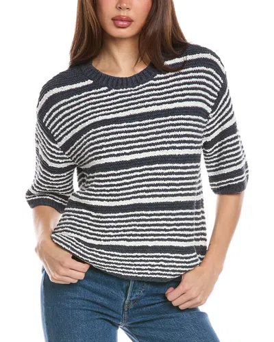 Barefoot Dreams Boucle Striped Pullover In Blue
