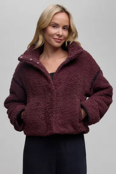 Barefoot Dreams Brushed Cozychic® Blanket Stitch Puffer Jacket In Burgundy