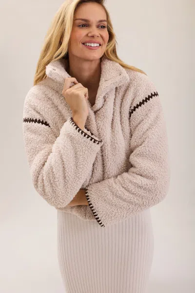 Barefoot Dreams Brushed Cozychic® Blanket Stitch Puffer Jacket In Pink