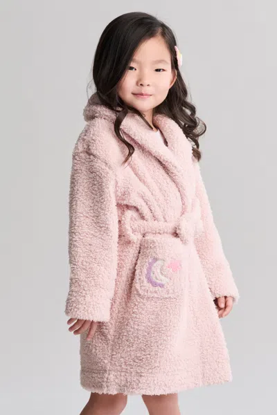 Barefoot Dreams Babies' Brushed Cozychic® Toddler Embroidered Star Robe In Pink