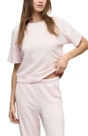 Barefoot Dreams Brushed Fleece Short Sleeve Dropped Shoulder Pullover Top In Pink