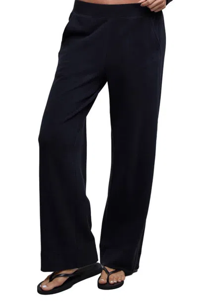 Barefoot Dreams Brushed Fleece Wide Leg Pants In Black