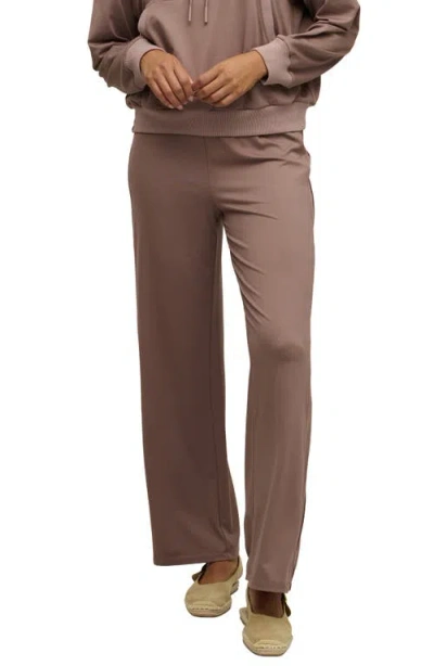 Barefoot Dreams Butterchic Piped Wide Leg Pants In Brown