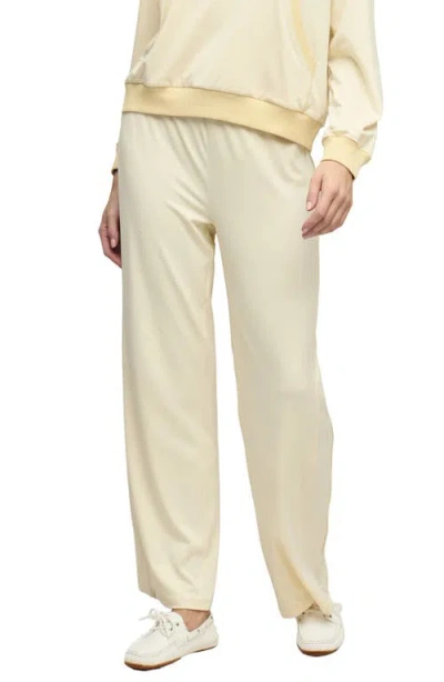 Barefoot Dreams Butterchic Piped Wide Leg Pants In White