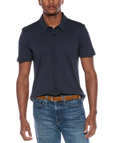 Barefoot Dreams Button Down Polo Shirt In Blue