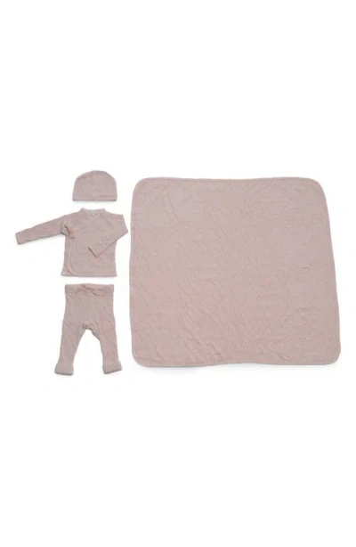 Barefoot Dreams Crinkled Cotton 4-piece Set In Pink Blush