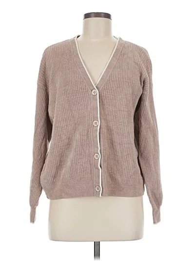 Pre-owned Barefoot Dreams Cardigan Sweater In Brown