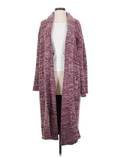 Pre-owned Barefoot Dreams Cardigan Sweater In Burgundy