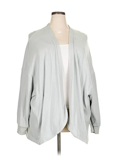 Pre-owned Barefoot Dreams Cardigan Sweater In Silver
