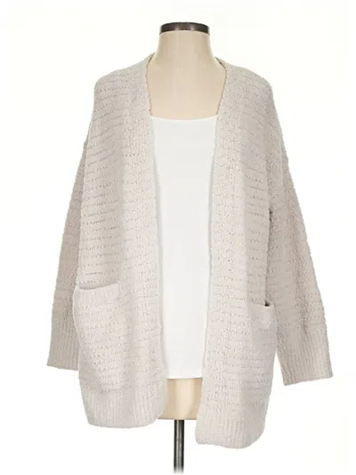 Pre-owned Barefoot Dreams Cardigan Sweater In Tan