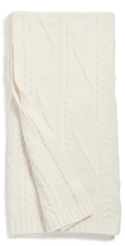 Barefoot Dreams Cc Fisherman Cable Throw Blanket Cream In Neutral