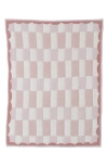Barefoot Dreams Check Scallop Border Cozychic® Stroller Blanket In Ballet Pink Multi