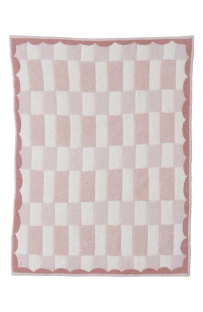 Barefoot Dreams Babies'  Check Scallop Border Cozychic® Stroller Blanket In Pink