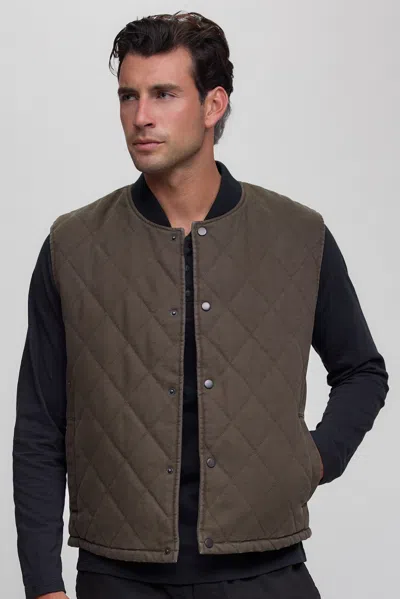 Barefoot Dreams Cotton Canvas Twill Quilted Vest In Brown