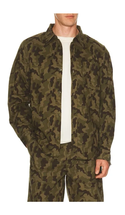 Barefoot Dreams Cotton Canvas Twill Shirt Jacket In Green