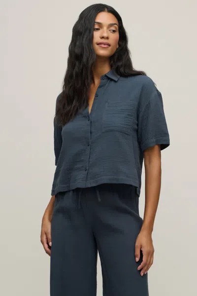 Barefoot Dreams Cotton Gauze Shirt In Indigo