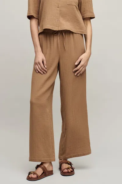 Barefoot Dreams Cotton Gauze Wide Leg Pant In Brown