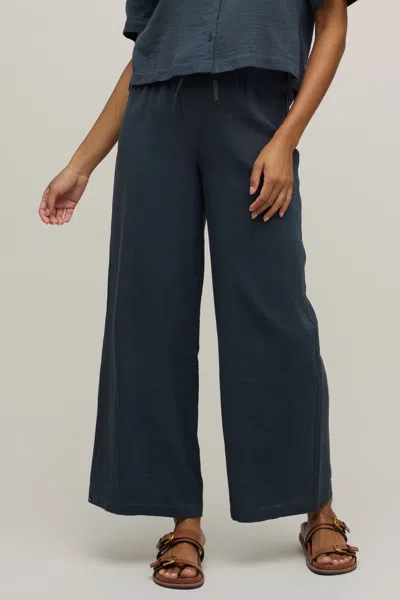 Barefoot Dreams Cotton Gauze Wide Leg Pant In Indigo
