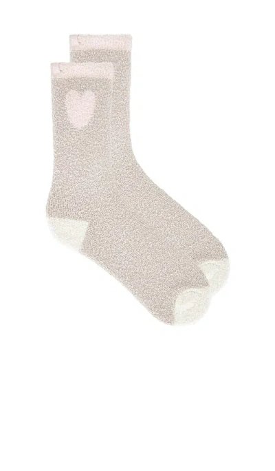 Barefoot Dreams Cozy Chic Color Block Heart Socks In White