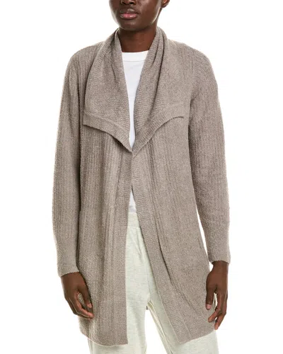 Barefoot Dreams Cozy Chic Light Ribbed Drape Cardigan In Grey