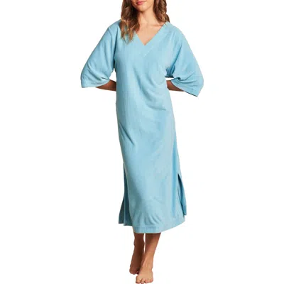 Barefoot Dreams Cozy Terry® Double V Caftan Nightgown In Poolside