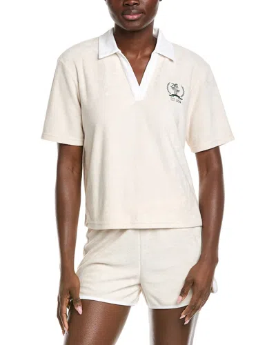 Barefoot Dreams Cozy Terry Polo Shirt In Neutral