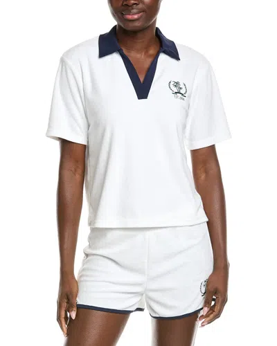 Barefoot Dreams Cozy Terry Polo Shirt In White