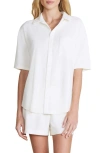 Barefoot Dreams ® Cozy Terry® Short Sleeve Button-up Shirt In Pearl