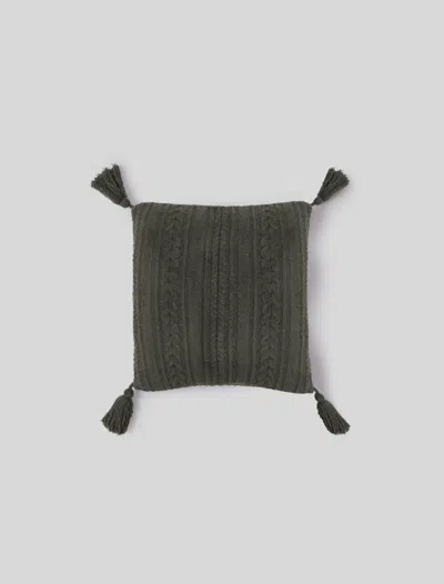 Barefoot Dreams Cozychic® 20" Cable Pillow With Tassels In Dark Moss