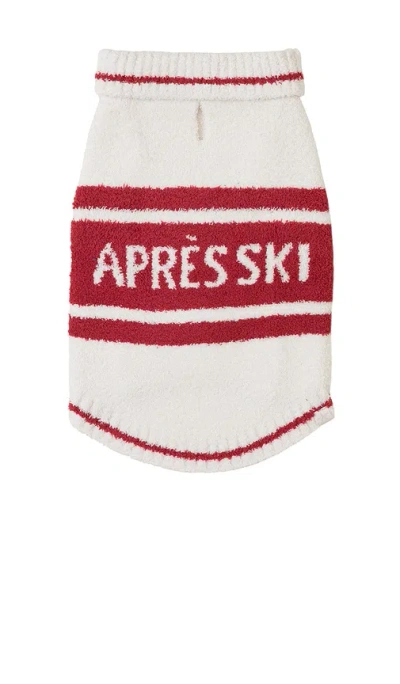Barefoot Dreams Cozychic Apres Ski Pet Sweater In Cream & Americana Red