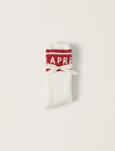 Barefoot Dreams Cozychic® Apres Ski Socks In Cream / Americana Red