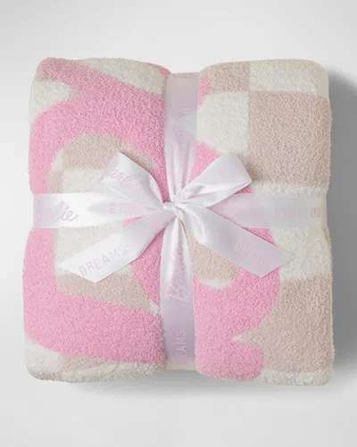 Barefoot Dreams Cozychic Barbie Checkered Throw In Barbie Pink Multi