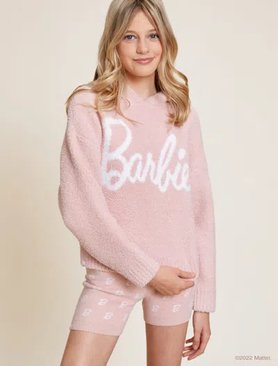 Barefoot Dreams Babies' Cozychic® Barbie™ Youth Hoodie In Pink