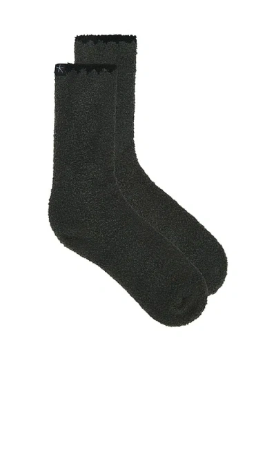 Barefoot Dreams Cozychic Blanket Stitch Rib Socks In Green
