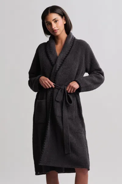 Barefoot Dreams Cozychic® Blanket Stitch Robe In Carbon