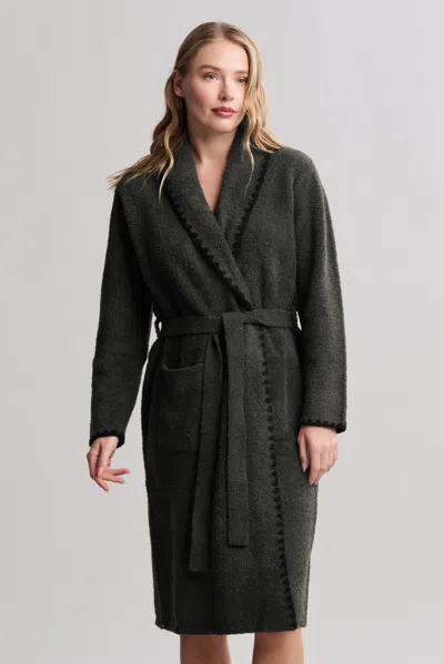 Barefoot Dreams Cozychic® Blanket Stitch Robe In Dark Moss