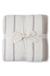 Barefoot Dreams Cozychic Border Stripe Throw In Sahara/cream