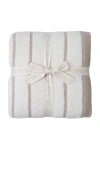 Barefoot Dreams Cozychic Border Stripe Throw In Sahara & Cream