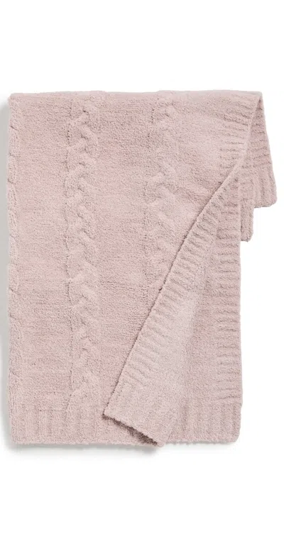 Barefoot Dreams Cozychic Braided Cable Receiving Blanket Dusty Rose/dusty Mauve In Pink