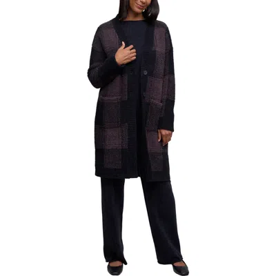 Barefoot Dreams Cozychic® Buffalo Plaid Long Cardigan In Black
