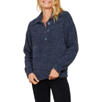 Barefoot Dreams Cozychic™ Button Pullover In Cosmic Blue/pearl